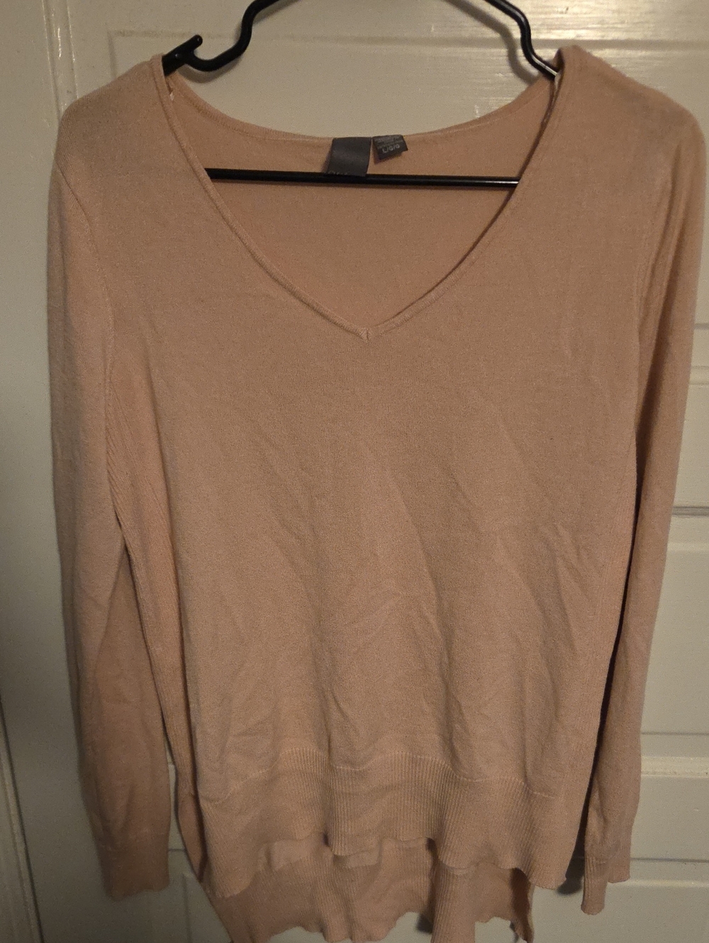 Quinn Pale Blush V-Neck Sweater